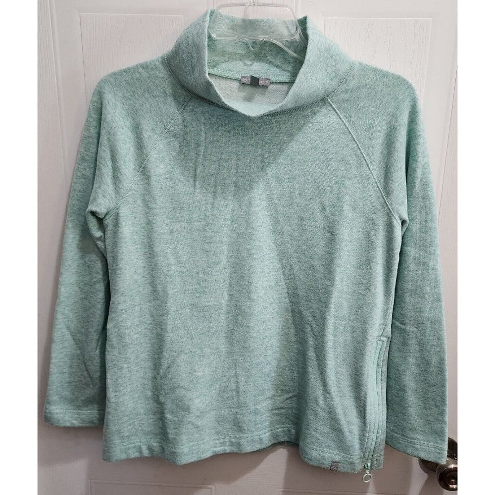 T by Talbots Women's Long Sleeve Cowl Neck Soft Fleece Sweatshirt Blue Size SP